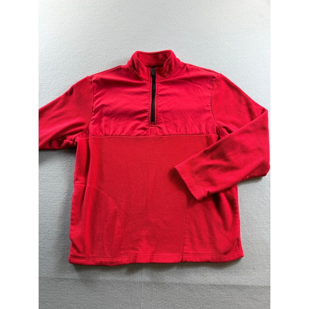 PGA Tour Quarter Zip Pullover Mens Medium Red Fleece Mixed Media